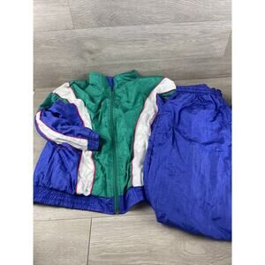 Bocoo Tracksuit Blue Green Pink Pants Jacket Aerobics Womens Medium 1990s